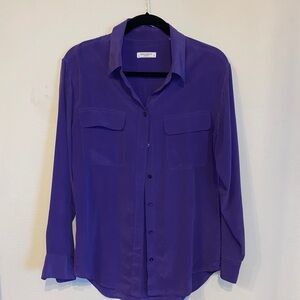 100% silk Purple Button-Up Shirt small